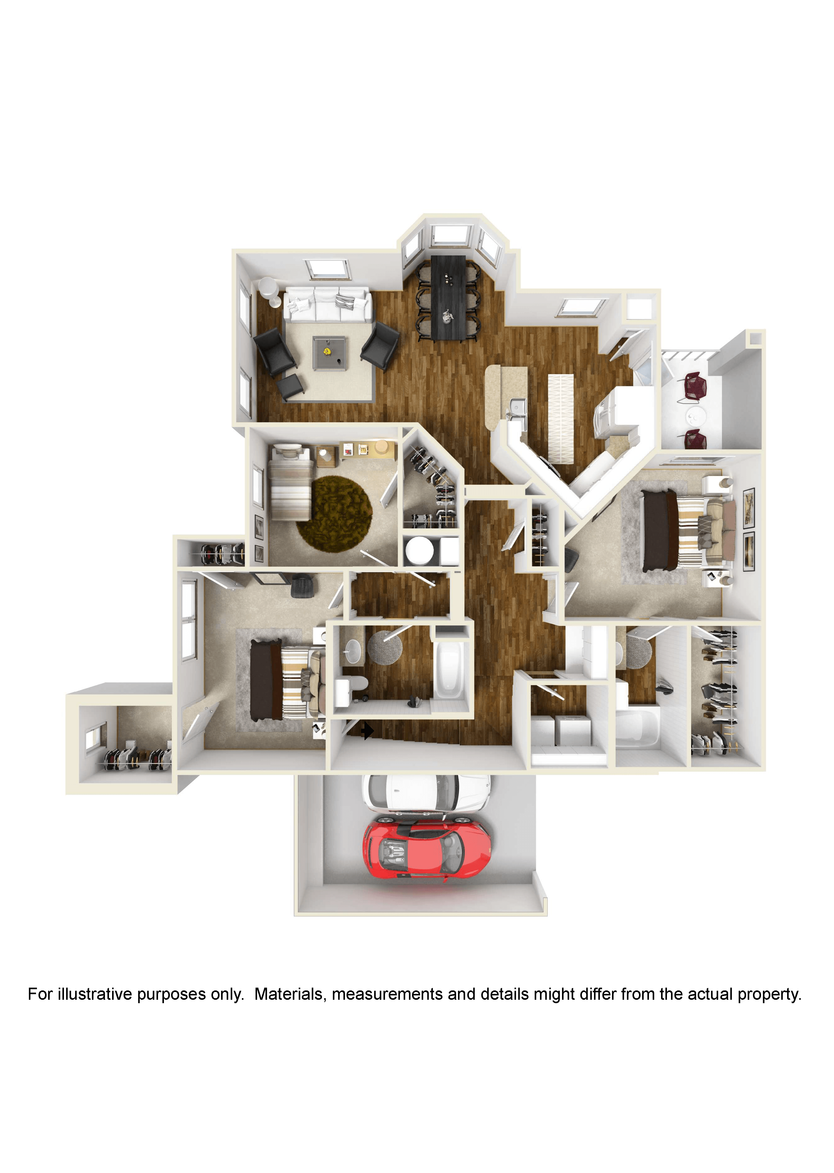 Floor plan for 3 beds, 2 baths, 1438 sqft